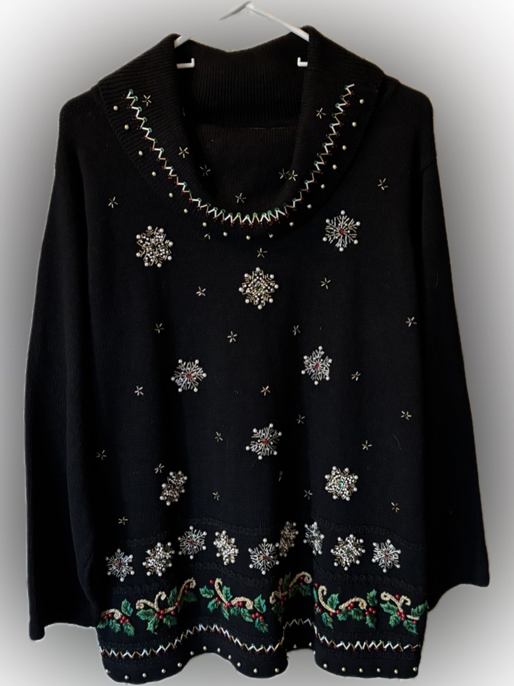 217. B.P. Design Embellished Holiday Cowl Neck Sweater, Size L